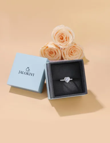 Vista 7 de JALOKIVI 1.4CT 925 Sterling Silver Engagement Rings for Women Heart Cut Halo Cubic Zirconia Promise Rings for Her Size 4-12