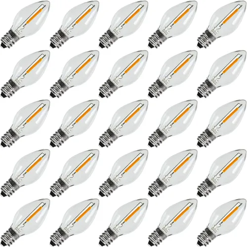 Vista 12 de KGC - Paquete de 4 cables de accesorios con bombilla LED C7, blanco cálido 2700K, 6 pies Indoor Blow Mold Light Cord with Plug On/Off Switch for
