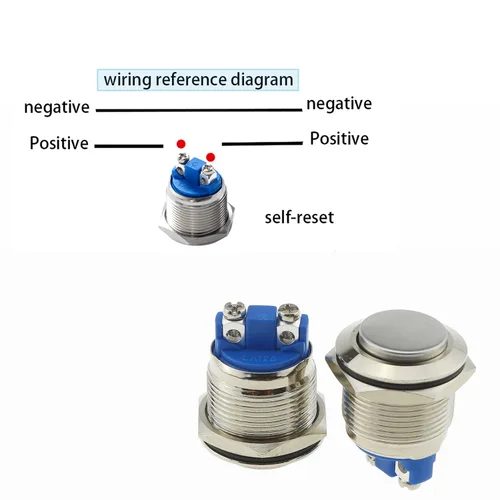 Vista 3 de DGZZI - Interruptor de botón momentáneo de 0.748 in, 2 interruptores de botón de metal de 3/4 pulgadas de alta tapa redonda impermeable IP65