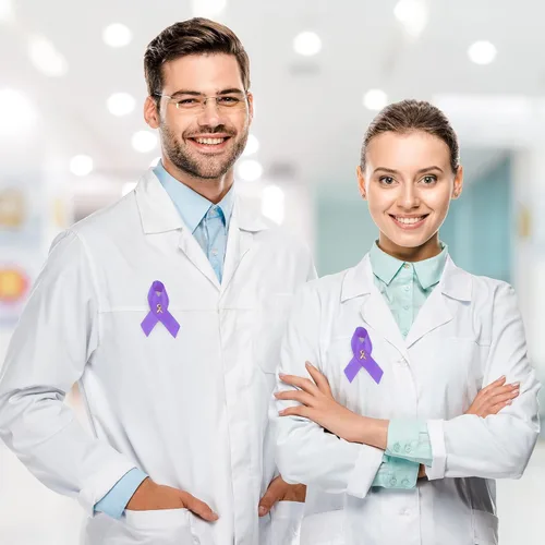 Vista 6 de Satin Purple Ribbon Awareness Pins Purple Ribbon Pins for Alzheimers, Domestic Violence, Epilepsy, Pancreatic Cancer, Lupus, Crohns Disease