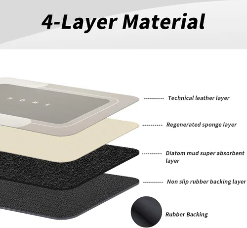 Vista 4 de Housego Tapete mágico de baño absorbente, alfombra de secado rápido, tapete mágico de baño antideslizante, alfombra de piso con respaldo de goma