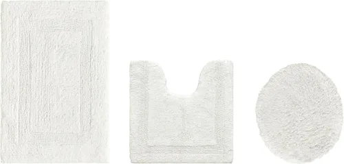 Vista 400 de Better Trends - Juego de 2 alfombras de baño 100% algodón, extra suaves, con borlas, de 17" x 24", alfombra de baño superabsorbente y reversible