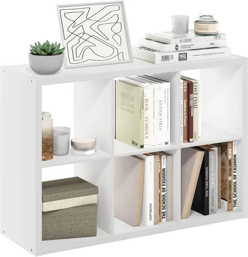 Vista 42 de Furinno Estantería para cubículos, estantería apilable, organizador de almacenamiento en cubos con parte trasera abierta, extragruesa, 15.8 x 15.8 x