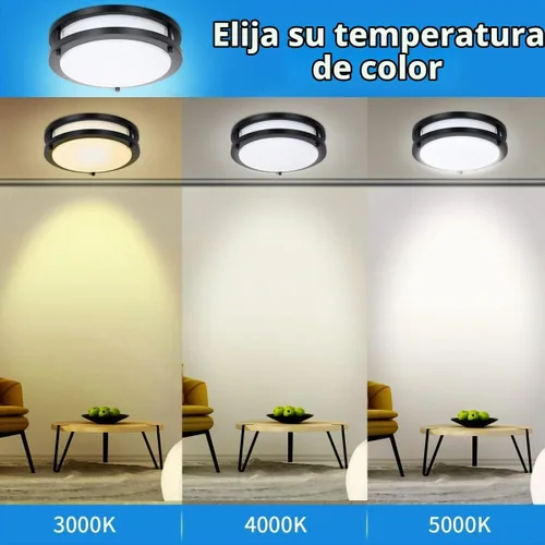 Vista 4 de Drosbey Lámpara de techo LED regulable de 30 W, lámpara de cocina, luces de techo para dormitorio, baño, 3000 K/4000 K/5000 K seleccionable, súper