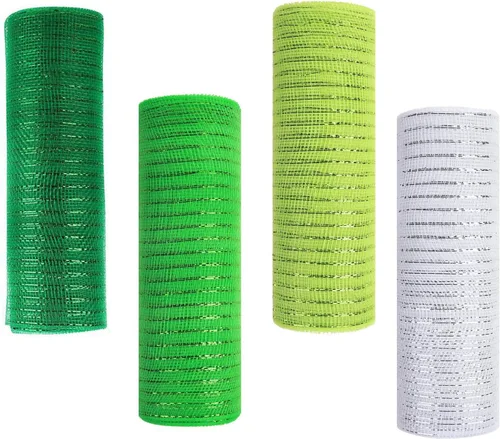 Vista 14 de 4 rollos de cinta de malla decorativa para decoración de coronas, 10 pulgadas x 30 pies, rollo de malla decorativa de San Valentín, suministros