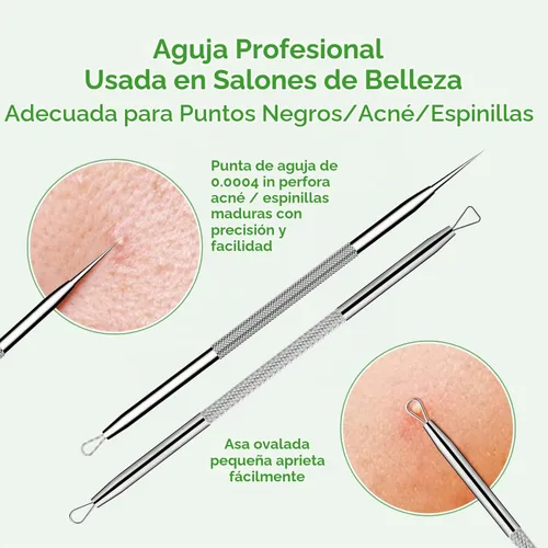 Vista 4 de Kit de herramientas para reventar espinillas, herramienta para eliminar puntos negros, 5 piezas, herramienta extractora de puntos negros para cara