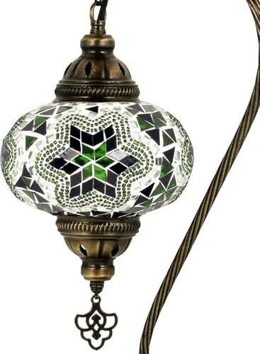 Vista 12 de 10 variantes de lámparas turcas de mesa de mosaico Lámpara turca marroquí con base de bronce Lámpara de noche Tiffany con cuello de cisne hecha