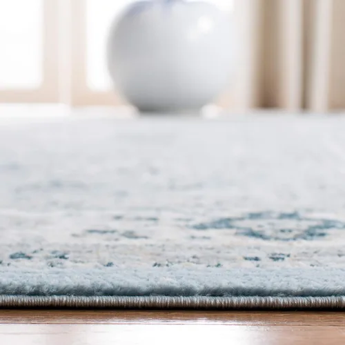 Vista 111 de SAFAVIEH - Colección Isabella, alfombra decorativa - 2'2" x 5', azul y crema, diseño oriental, no desprende pelusa y fácil cuidado, ideal para áreas