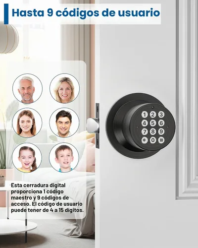 Vista 2 de Cerradura de entrada sin llave con código, pomo de puerta digital con teclado para dormitorio, puerta principal, garaje, hogar, apartamento, bronce
