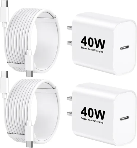 Vista 11 de Cargador rápido para iPhone 17 16 15, [certificado MFi] Bloque de cargador de pared USB C de 40 W con USB C de 10 pies de carga USB C a USB C cable