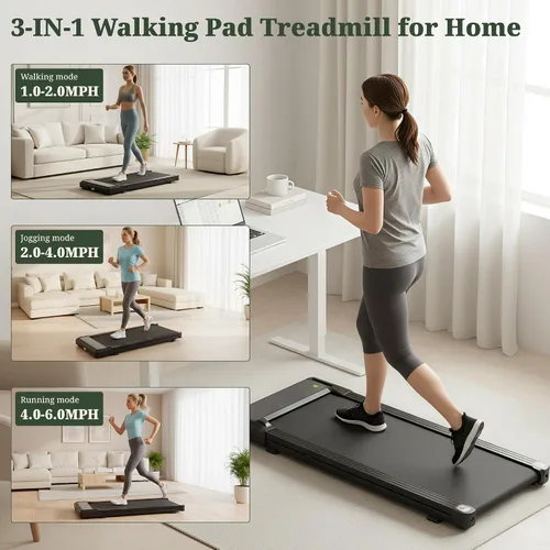 Vista 2 de Caminadora Walking Pad, Cinta de Correr Portátil 3 en 1 Debajo del Escritorio para Casa Espacios Pequeños, Cinta de Correr Plegable Compacta
