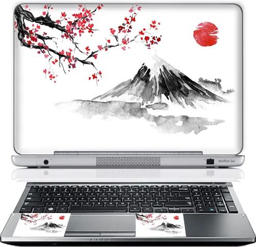 Vista 14 de Meffort Inc Adhesivo decorativo para laptop de hasta 12.3 pulgadas (incluye 2 muñequeras) - Nubes de galaxia