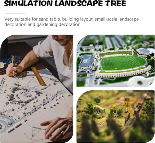 Vista 7 de Kisangel Juguete de árbol de paisaje, mini modelo de ciprés de pino, árbol simulado de 9.44 pulgadas para niños, decoración de oficina en el hogar