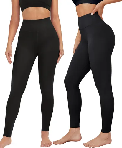 Vista 2 de VALANDY Leggings de cintura alta para mujer, elásticos, control de abdomen, entrenamiento, correr, yoga, pantalones, tallas regulares y grandes
