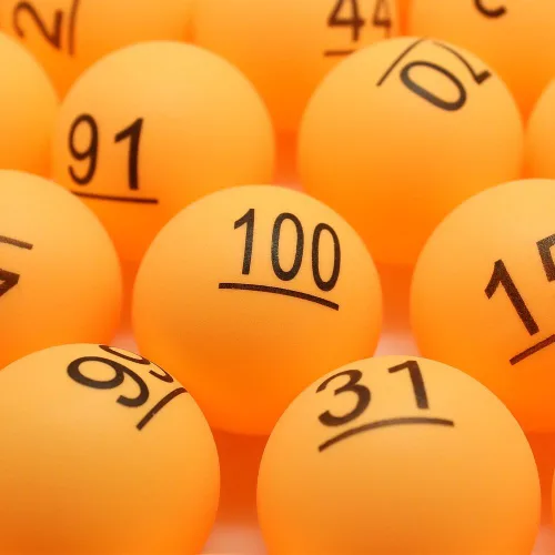 Vista 7 de SelfTek 100 pelotas de tenis de mesa numeradas para sorteo de cerveza pingpong de 1.575 in, bolas de lotería impresas con números