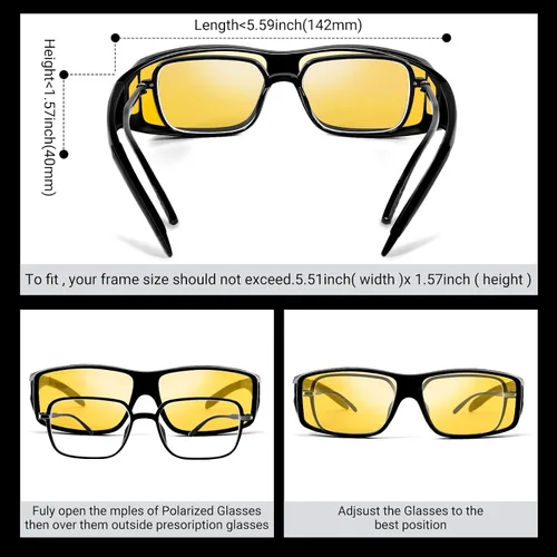 Vista 4 de Anti Glare Polarized Night Driving Glasses，Fit Over Prescription Eyeglasses for Men Women