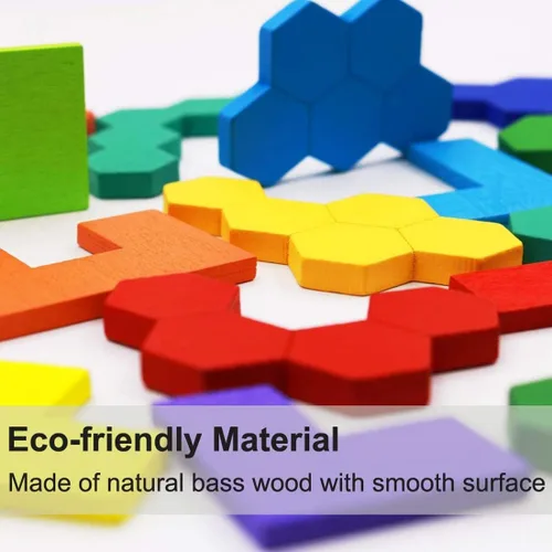 Vista 2 de Paquete de 2 rompecabezas de bloques rusos de madera + rompecabezas hexagonales para niños y adultos, rompecabezas de bloques de madera inteligencia