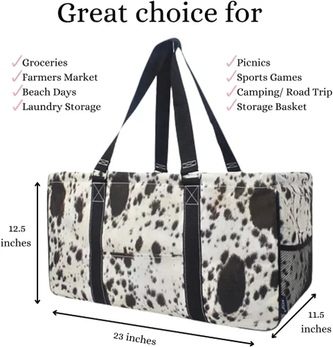 Vista 441 de NGIL Bolsa de comestibles reutilizable extra grande plegable de gran tamaño para comestibles, almacenamiento, picnic, playa, Estampado