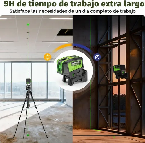 Vista 7 de Huepar Nivel Láser PL211G con 2 Puntos de Plomada - 2 Puntos de Plomada y 2 Líneas Cruzadas Herramienta de Nivel Láser de Alineación Modo Plus