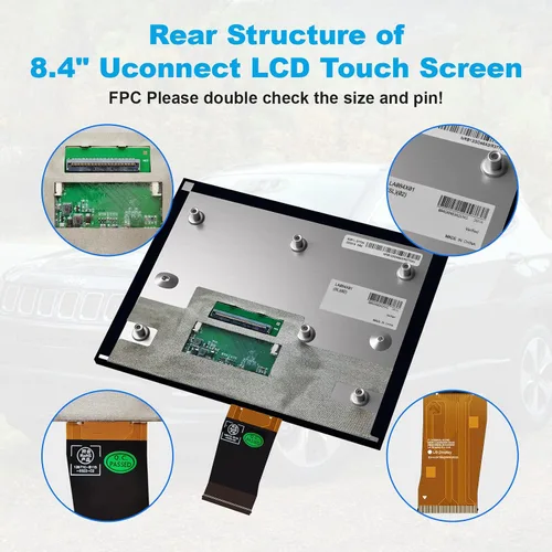 Vista 5 de Reemplazo profesional de 8.4 pulgadas Uconnect 4C UAQ LCD Monitor pantalla táctil, navegación por radio, nuevo reemplazo OEM apto para Jeep Dodge