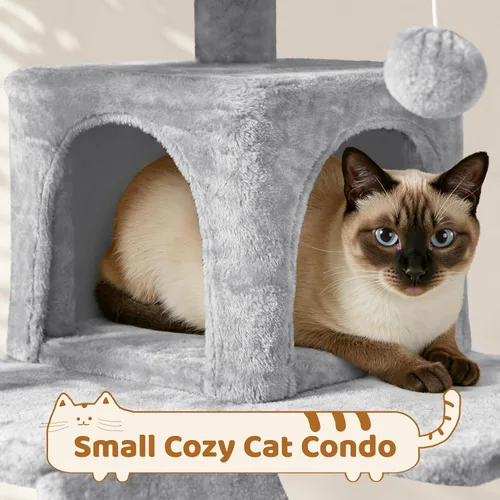 Vista 9 de Yaheetech - Árbol para gatos resistente de varios niveles de 70 pulgadas, condominio, postes rascadores de sisal Multi-level activity center