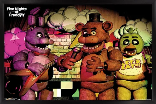 Vista 9 de Trends International Five Nights at Freddy's - Póster de pared de banda, 14.725 x 22.375 pulgadas, versión enmarcada de madera de granero