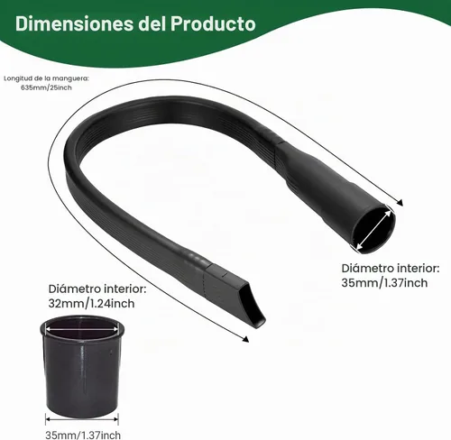 Vista 2 de EZ SPARES Herramienta de limpieza flexible para ranuras de 25 pulgadas, reemplazo para mangueras de aspiradora que aceptan accesorios de 1-1/4