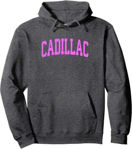 Vista 4 de Cadillac Michigan MI Vintage Athletic Sports - Sudadera con capucha de diseño rosa, Negro