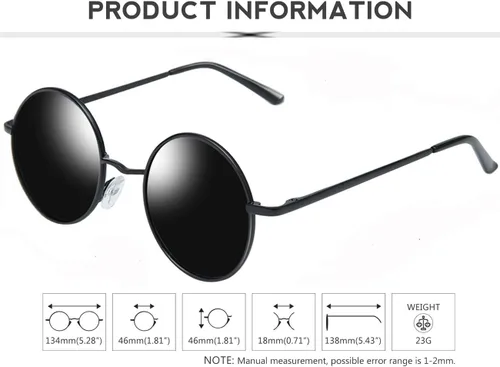 Vista 37 de KANASTAL Gafas de sol redondas polarizadas para mujeres y hombres, estilo hippie con protección UV400