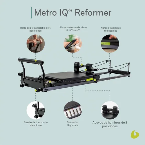 Vista 5 de Balanced Body Metro IQ - Reformador de pilates con ruedas, equipo de ejercicio de pilates, equipo de entrenamiento para el hogar o estudio