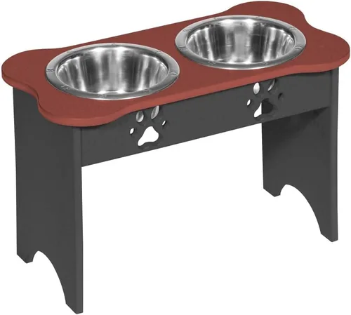 Vista 160 de Poly Lumber - Comedero doble de hueso mediano de 2 cuartos de galón, color negro