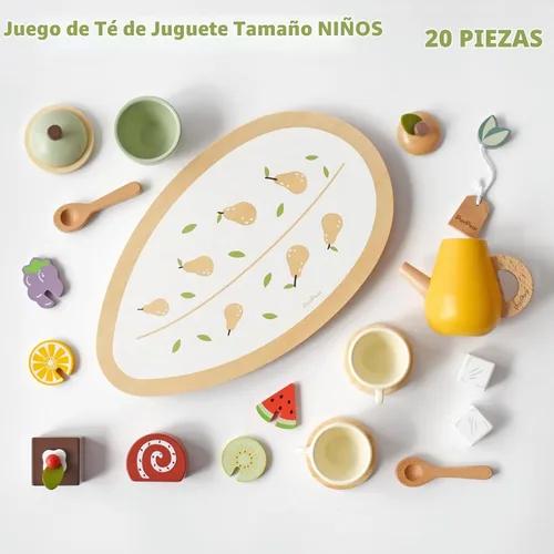 Vista 5 de PairPear Juego de té para niños pequeños de 3 a 5 años, juego de té