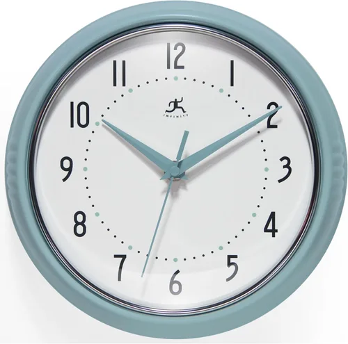 Vista 37 de Infinity Instruments Reloj de pared retro, reloj cuadrado de 9 pulgadas, silencioso sin tictac, moderno de mediados de siglo, reloj de cocina, reloj