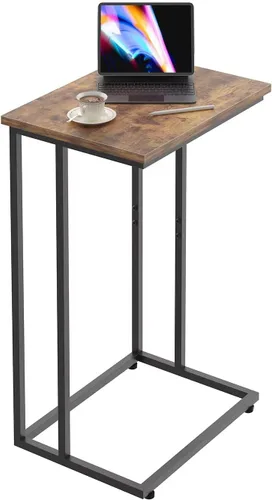 Vista 7 de Innerjoin Mesa auxiliar en forma de C, mesa auxiliar C para sofá, sofá y cama, mesa de bandeja de TV que se adapta a espacios pequeños, sala de Negro