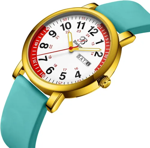 Vista 3 de Blekon Reloj de enfermera pulsómetro con segunda mano colores de banda a juego para profesionales médicos Esfera súper fácil de leer con indicador