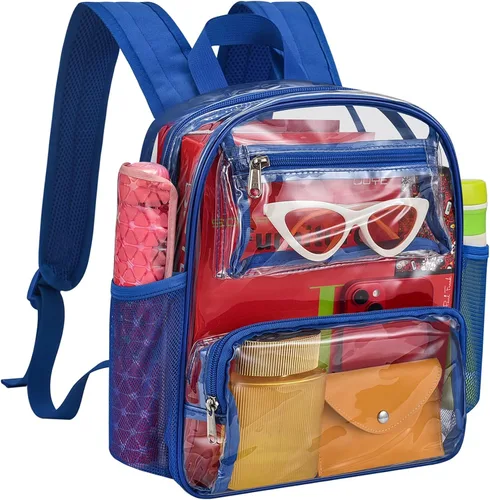 Vista 14 de MAY TREE Mochila Transparente Aprobada para Estadios para Mujeres y Hombres, Bolsa Transparente para Eventos, Negro, Grande