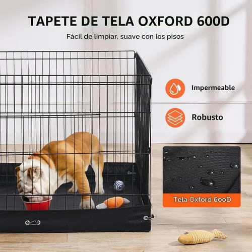 Vista 4 de VEVOR Corralito para perros, 4 paneles de 24 x 36 pulgadas, parque de ejercicio plegable de metal para mascotas, valla para perros para interiores