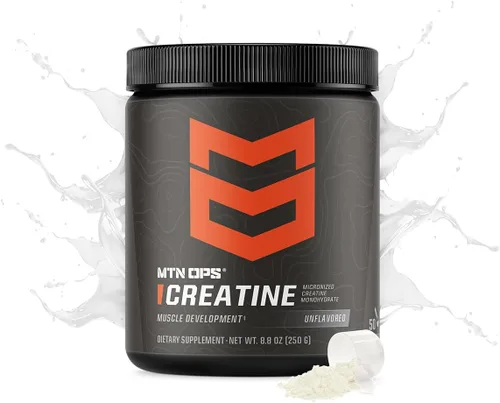 Vista 3 de MTN OPS Monohidrato de creatina micronizada en polvo, sin sabor, 0.18 oz por porción, 50 porciones, creatina pura para recuperación muscular