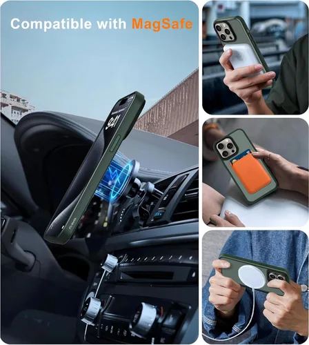 Vista 3 de Funda para iPhone 14 ProMax, diseño verde militar para iPhone 14 Pro Max de 6.7 pulgadas, protección contra caídas de grado militar, compatible