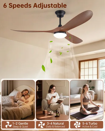 Vista 6 de Sofucor Ventiladores de techo inteligentes de 60 pulgadas con luces, ventilador de techo inteligente moderno para exteriores