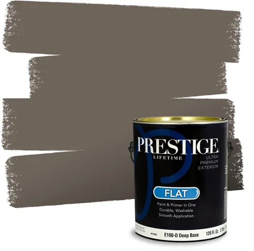 Vista 182 de PRESTIGE Pinturas Pintura Exterior e Imprimación en Uno, 1 Galón, Mate, Combinación Comparable de Sherwin Williams* Black Magic* SW6991-PCM