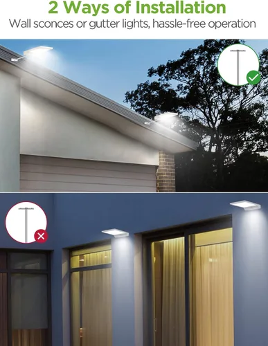 Vista 7 de InnoGear Luces solares de canalón para exteriores, 80 luces LED de montaje en pared con sensor de movimiento, 4 modos de funcionamiento