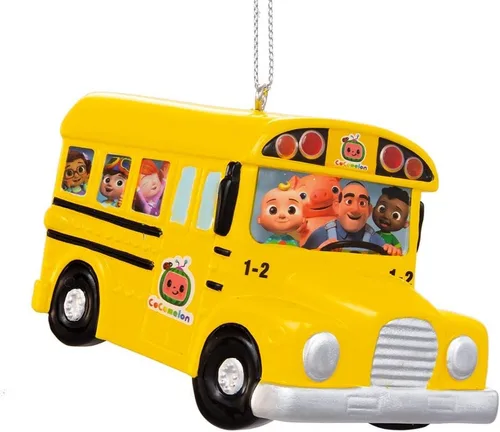 Vista 2 de Kurt Adler Cocomelon - Adorno personalizable para autobús escolar amarillo