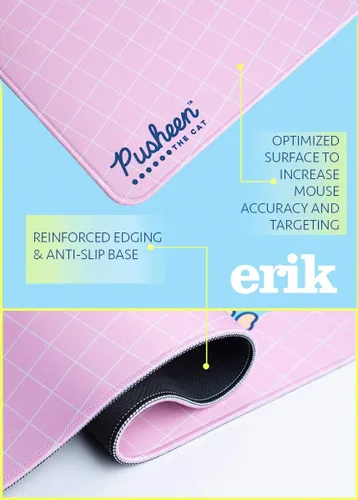 Vista 5 de Grupo Erik Alfombrilla de mouse XXL - Pusheen Regalos para los amantes de los gatos Alfombrilla de escritorio para juegos de 31.5 x 13.8 pulgadas