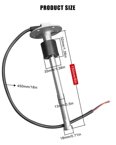 Vista 3 de Sensor de Nivel de Combustible, Agua y Gas de Acero Inoxidable Impermeable de 0-90ohm, Unidad de Envío de Tanque de Combustible para Barco