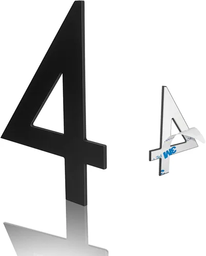 Vista 9 de Número de buzón de 3 pulgadas, números de casa modernos de acero inoxidable negro mate, números de puerta autoadhesivos para apartamentos y oficina 0