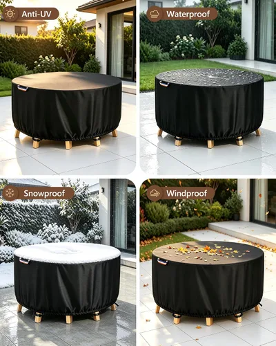 Vista 8 de STARTWO Fundas redondas para muebles de patio, fundas impermeables para muebles de exterior, resistentes a los rayos UV