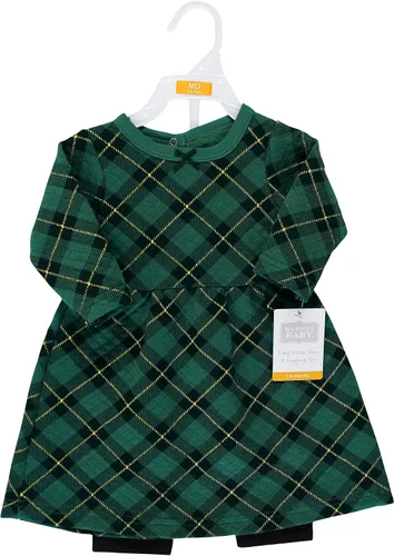 Vista 2 de Hudson Baby Vestido y leggings de algodón acolchado unisex para bebé