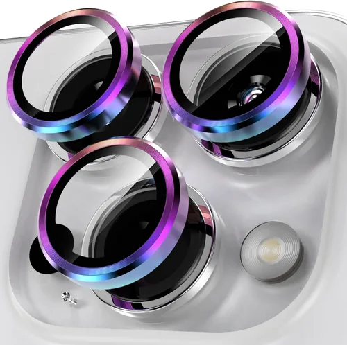 Vista 32 de YWXTW Diseñado para iPhone 14 Pro/iPhone 14 Pro Max Protector de Lente de Cámara Brillante, [Nuevo Diseño con Purpurina] Vidrio Templado de Metal