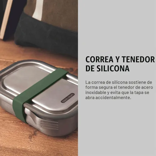 Vista 8 de Black+Blum - Lonchera de acero inoxidable 3 en 1, a prueba de fugas, multifuncional, sin plástico, con válvula de vacío, caja Bento con divisor